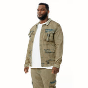 Smoke Rise Big and Tall Big and Tall Overspray Utility Jean Jacket - Hazelnut