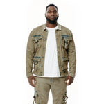 Big And Tall Overspray Utility  Denim Jacket - Smoke Rise
