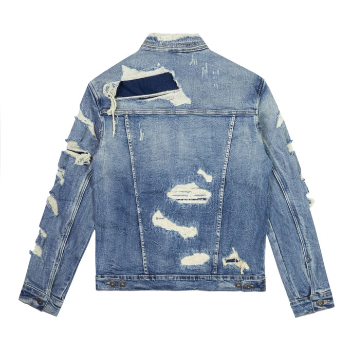 Smoke Rise Big and Tall Big and Tall Overspray Utility Jean Jacket - Aspen Blue