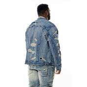 Smoke Rise Big and Tall Big and Tall Overspray Utility Jean Jacket - Aspen Blue