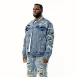 Big And Tall Overspray Utility Denim Jacket - Smoke Rise