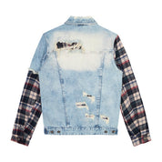 Smoke Rise Big and Tall Big and Tall Plaid Mixed Media Jean Jacket - Mojave Blue