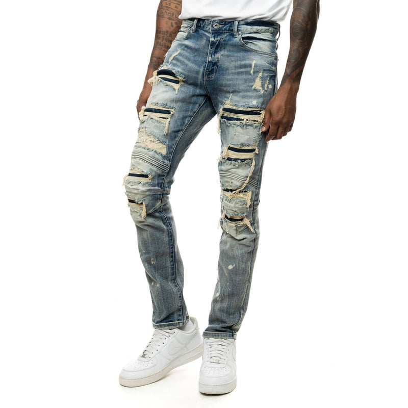 Rip & Repair Engineered Jean - Smoke Rise