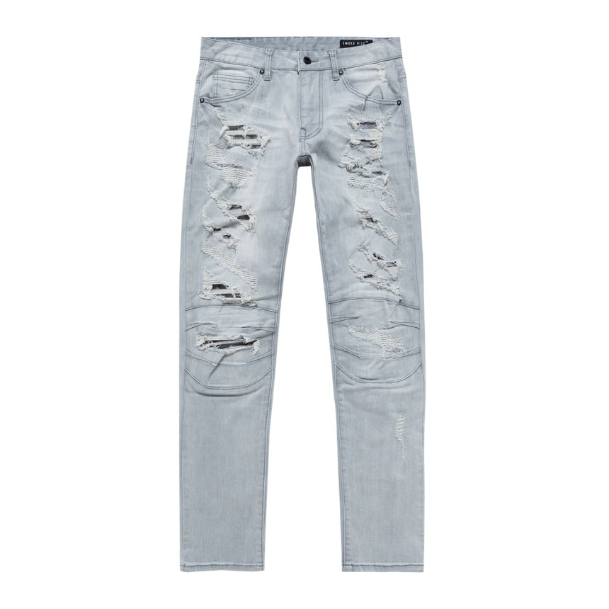 Smoke Rise Heavy Rip & Repair Jean - Light Grey