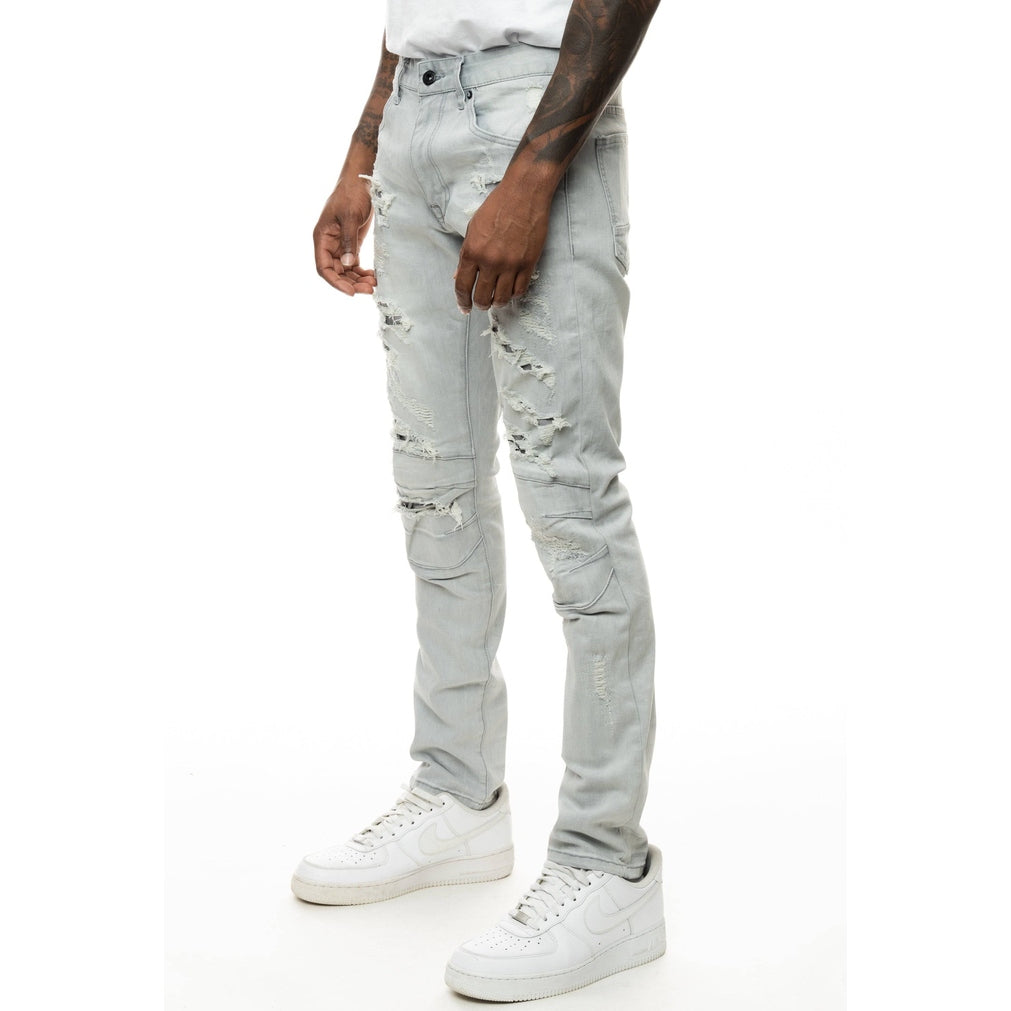 Smoke Rise Heavy Rip & Repair Jean - Light Grey