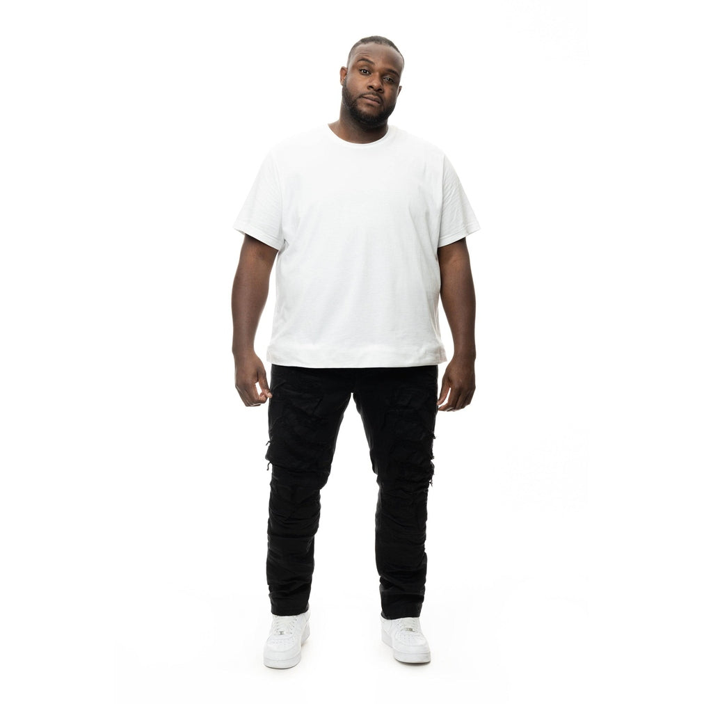 Smoke Rise Big and Tall Big And Tall Heavy Rip & Repair Jeans - Jet Black