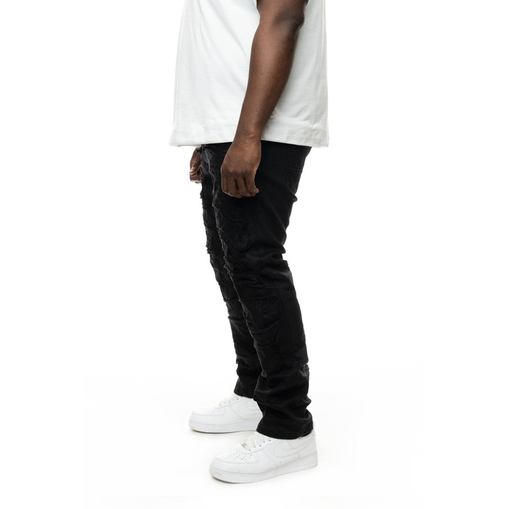 Smoke Rise Big and Tall Big And Tall Heavy Rip & Repair Jeans - Jet Black