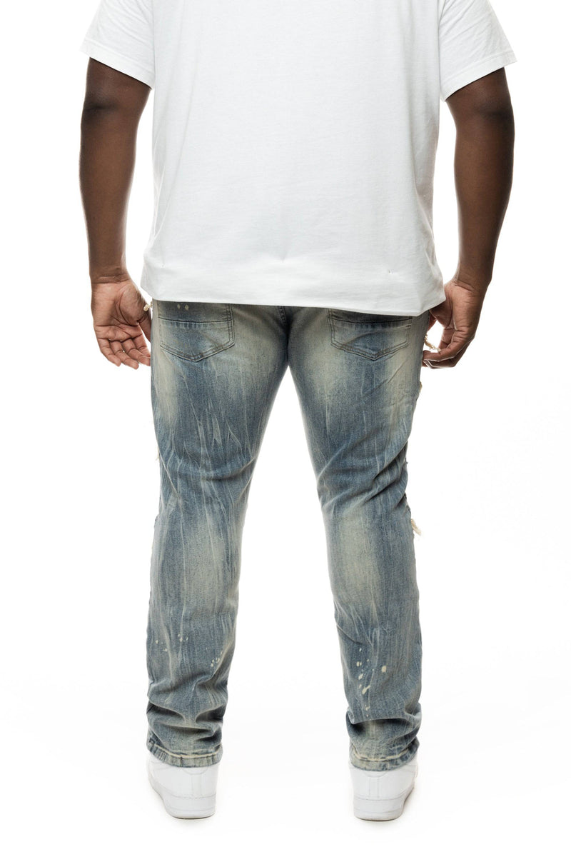 Big And Tall Heavy Rip & Repair Jeans - Smoke Rise