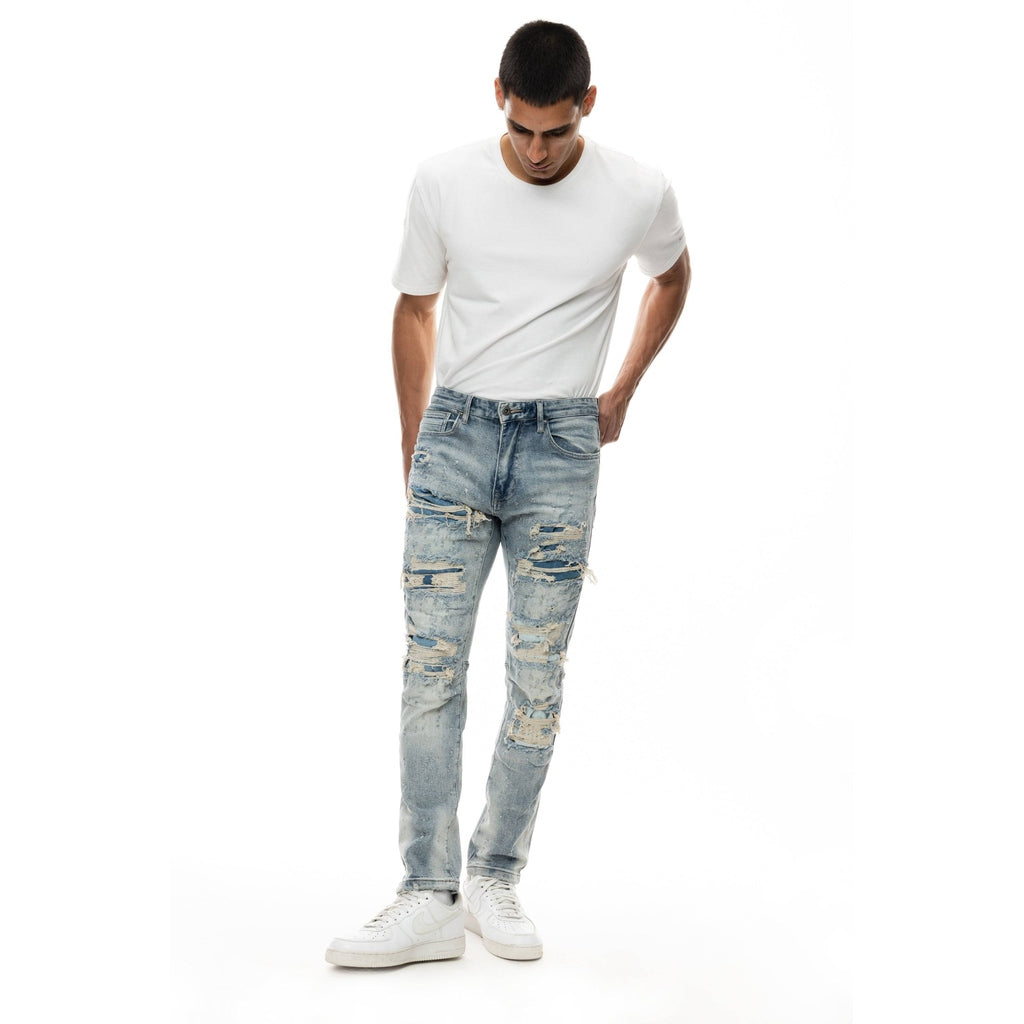Smoke Rise Rip& Repair Jeans - Fleet Blue