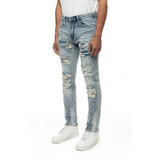 Smoke Rise Rip& Repair Jeans - Fleet Blue