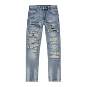 Smoke Rise Rip& Repair Jeans - Fleet Blue