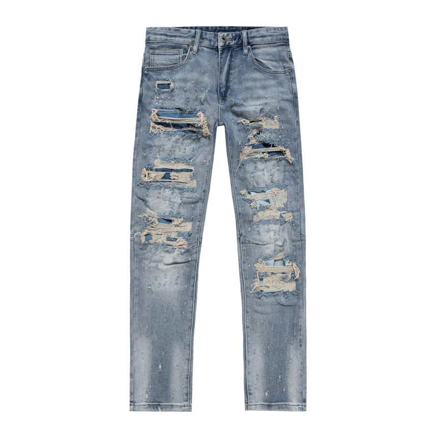 Smoke Rise Rip& Repair Jeans - Fleet Blue