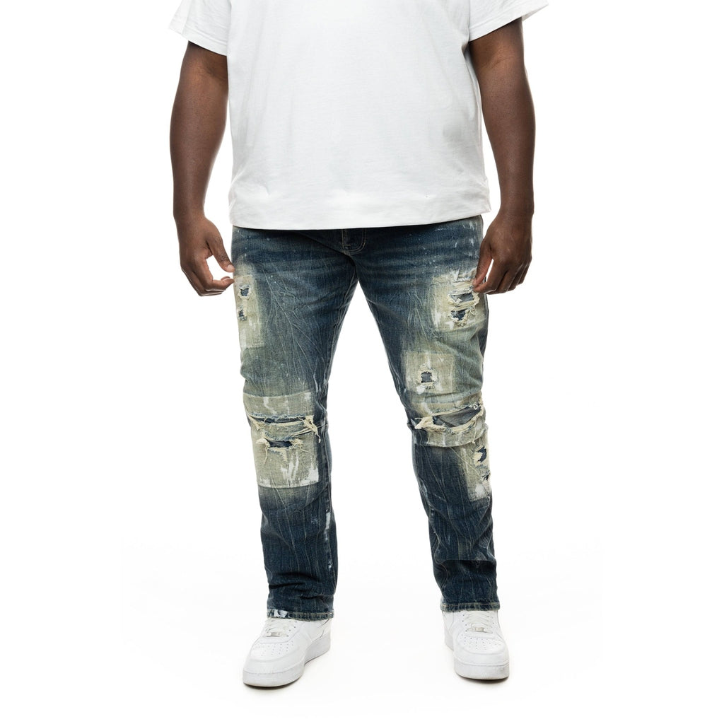 Smoke Rise Big and Tall Big and Tall Patch Washed Jeans - Alley Blue