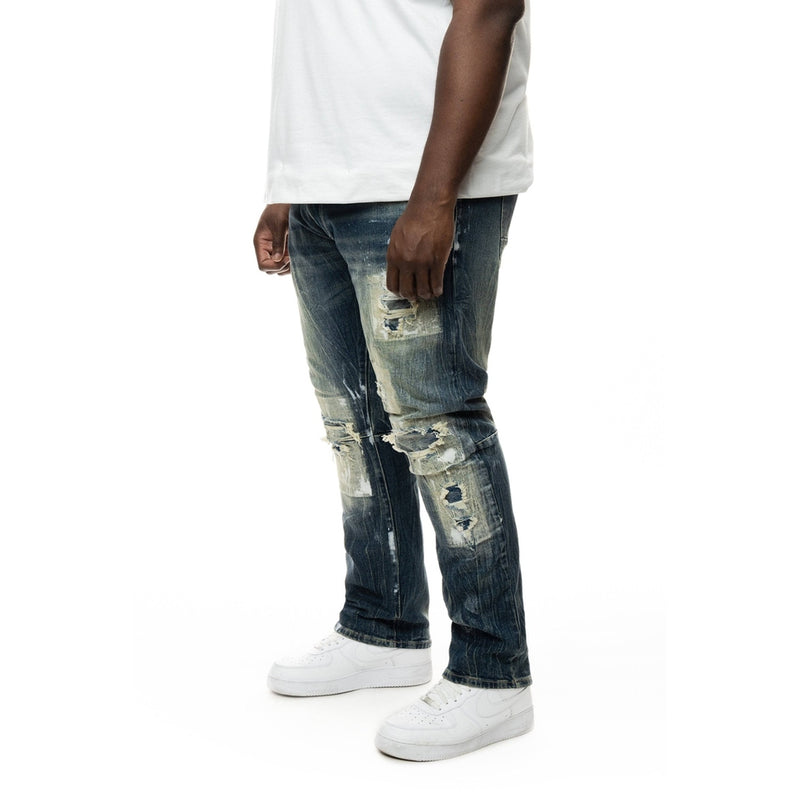 Big And Tall Patch Washed Jean - Smoke Rise