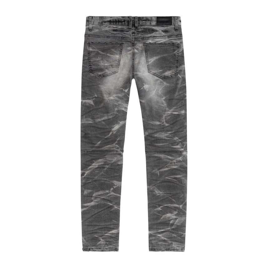 Rip & Repaired Lightning Washed Denim Jeans - Lightning Black 