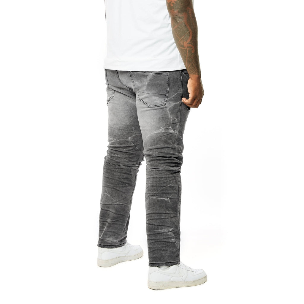 Smoke Rise Big and Tall Big and Tall - Rip & Repaired Lightning Washed Denim Jeans - Lightning Black