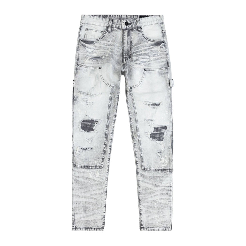 Smoke Rise Big and Tall Big and Tall Rip & Repair Double Knee Jeans - Frost Grey