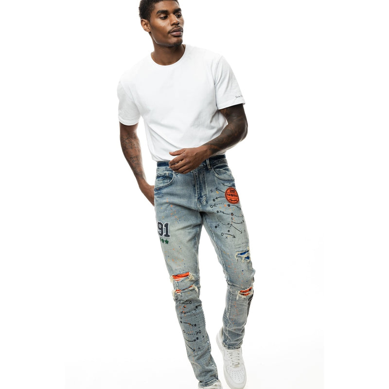 Varsity Detailed Jean - Smoke Rise