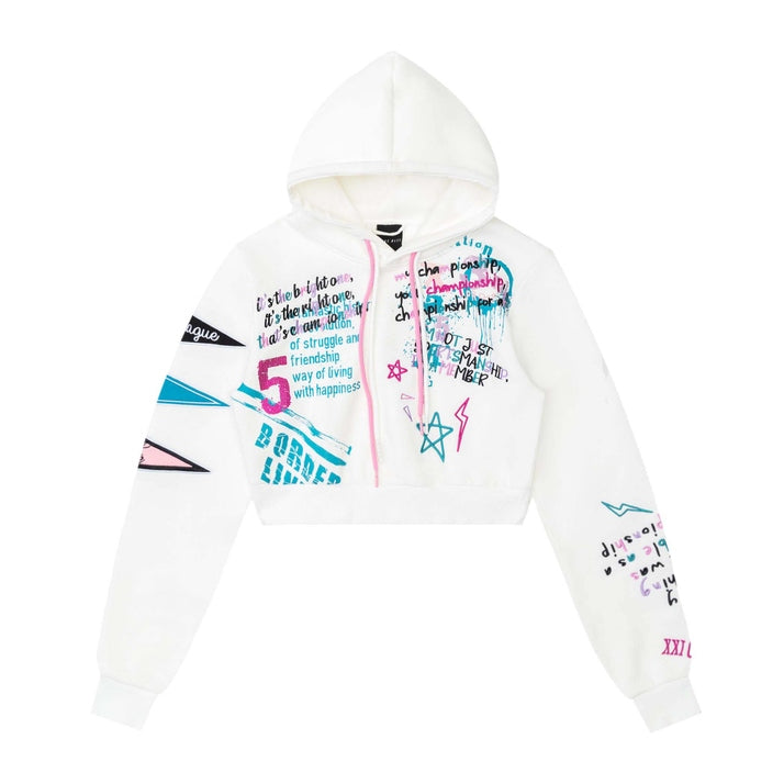 RELAXED CROP HOODIE WHITE - Smoke Rise