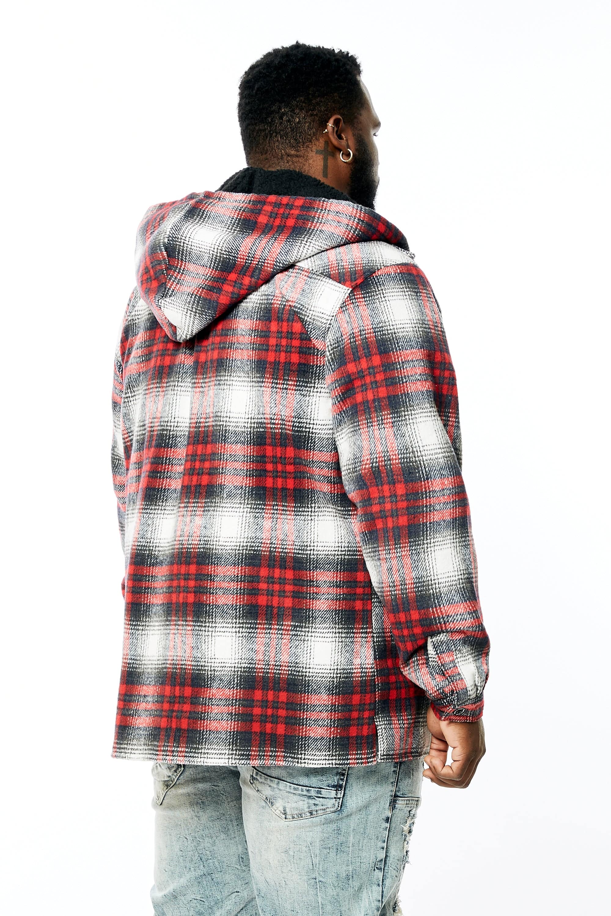 Big And Tall Flannel Shacket - Smoke Rise