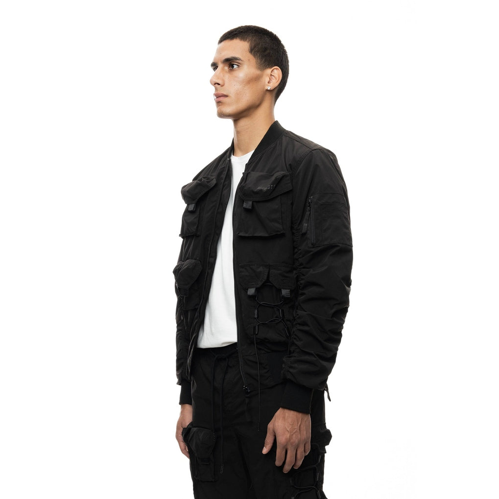 Smoke Rise Mixed Media Utility Jacket - Black