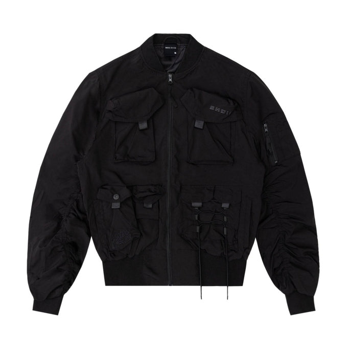 Smoke Rise Mixed Media Utility Jacket - Black