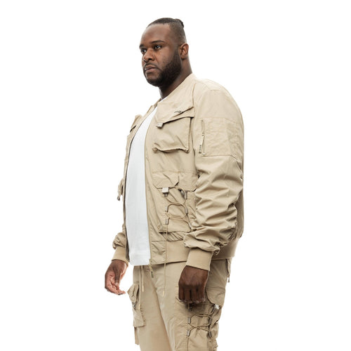 Big And Tall Mixed Media Utility Jacket - Smoke Rise