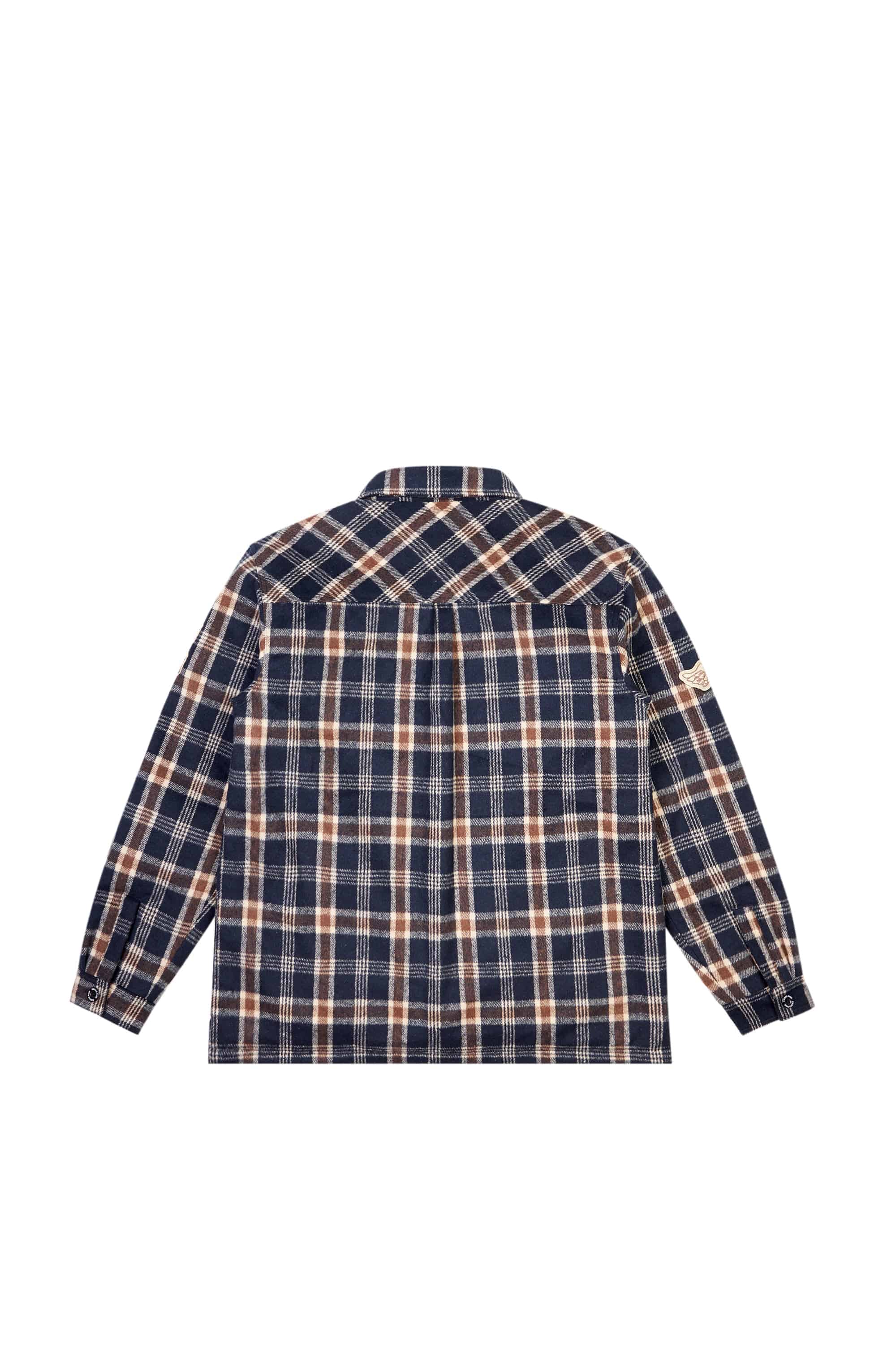 Big And Tall Varsity Patch Flannel Shacket - Smoke Rise