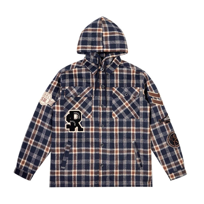 Smoke Rise Big and Tall Big And Tall Varsity Patch Flannel Shacket