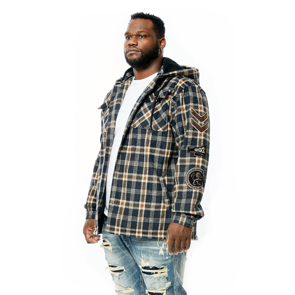 Smoke Rise Big and Tall Big And Tall Varsity Patch Flannel Shacket