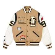 Smoke Rise Patchwork Varsity Wool Jacket - Dune