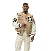 Smoke Rise Patchwork Varsity Wool Jacket - Dune