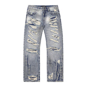 Smoke Rise Rip & Repair Curved Denim Pants - Heritage Blue
