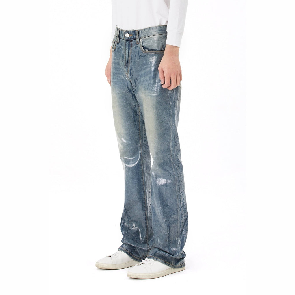 Smoke Rise Clear Foil Denim Pants - Clear Foil Blue