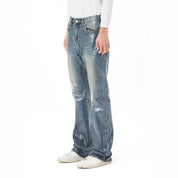 Smoke Rise Clear Foil Denim Pants - Clear Foil Blue