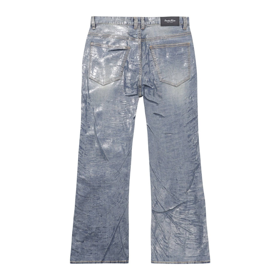 Smoke Rise Clear Foil Denim Pants - Clear Foil Blue