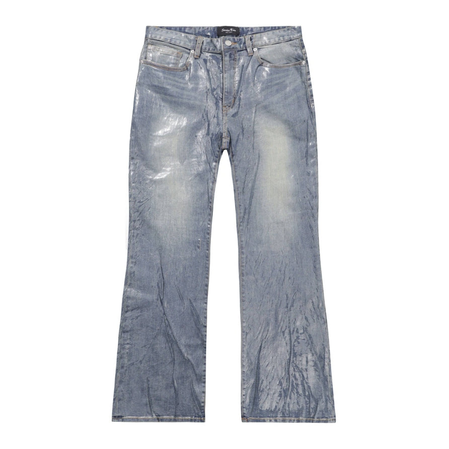 Smoke Rise Clear Foil Denim Pants - Clear Foil Blue