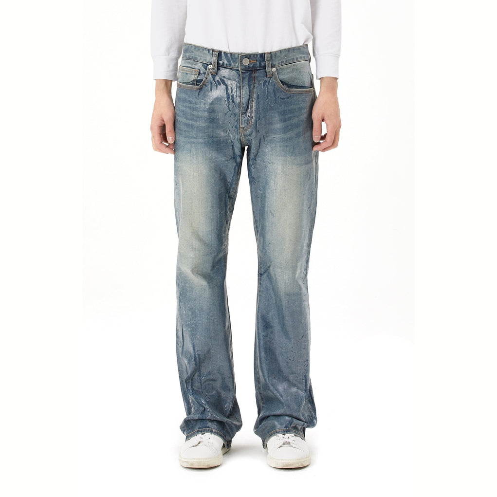 Smoke Rise Clear Foil Denim Pants - Clear Foil Blue