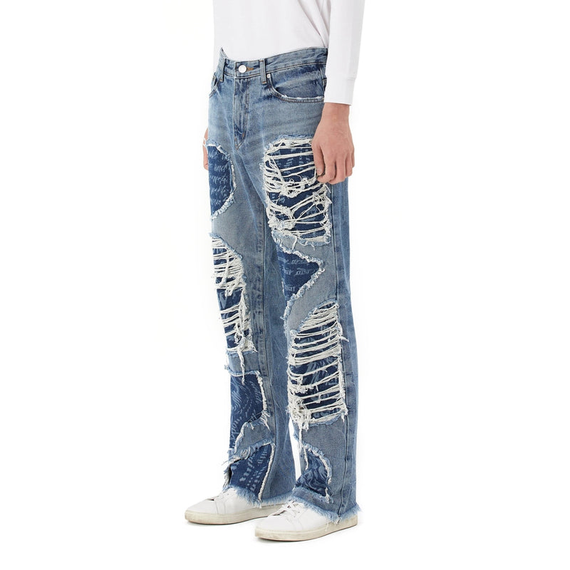 Doodling Cut Denim Pants - Smoke Rise