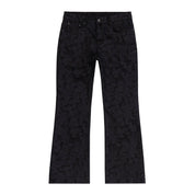 Smoke Rise Laser Camo Printed Denim Pants - Camo Black