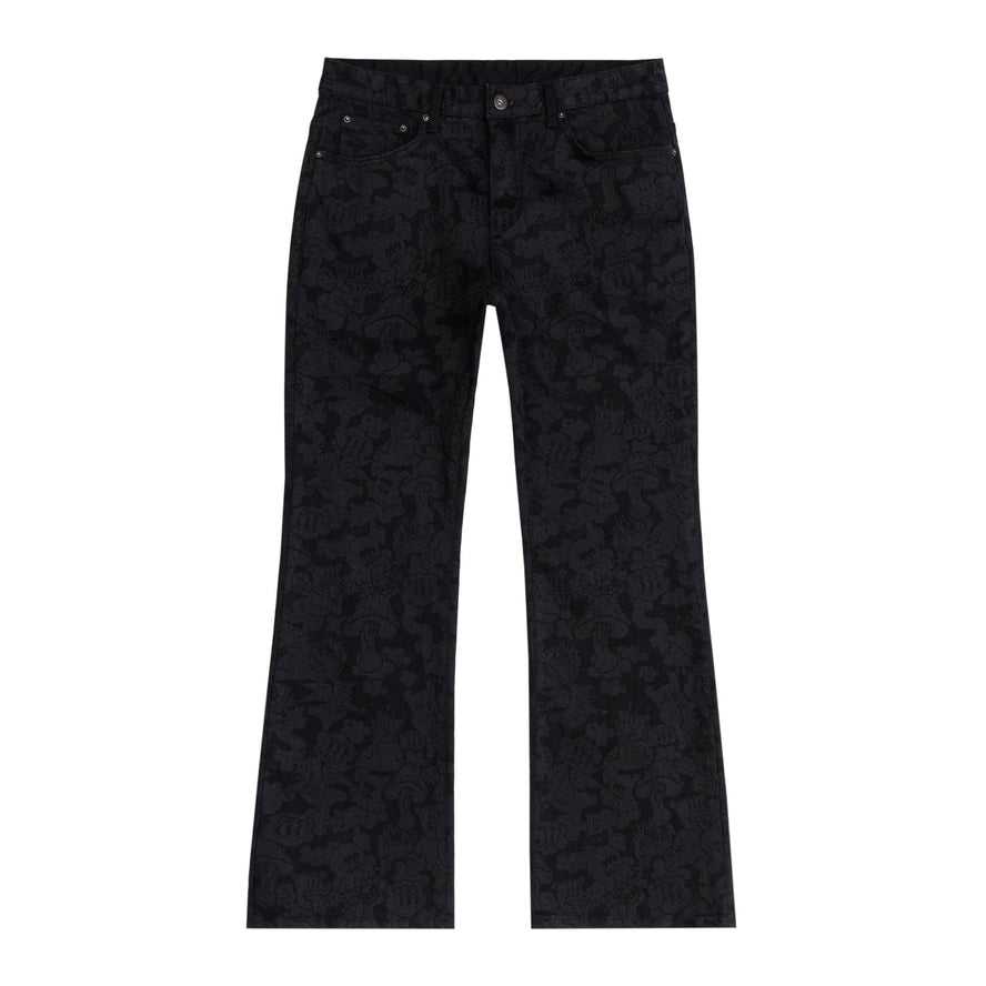 Smoke Rise Laser Camo Printed Denim Pants - Camo Black