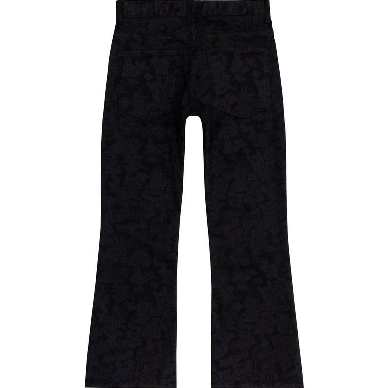 Smoke Rise Laser Camo Printed Denim Pants - Camo Black