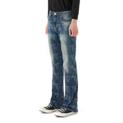 Smoke Rise Laser Printed Denim Pants - Laser Blue