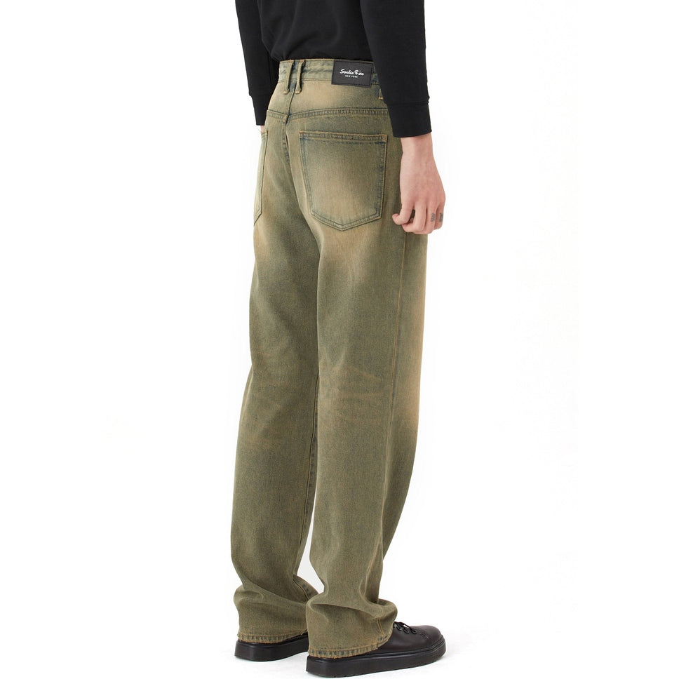 Smoke Rise Brown Tinted Denim Pants - Bronze Blue