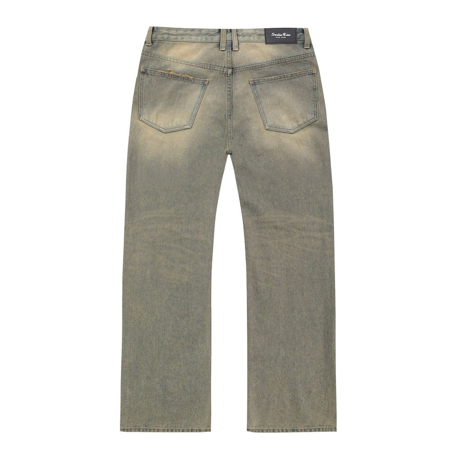 Smoke Rise Brown Tinted Denim Pants - Bronze Blue