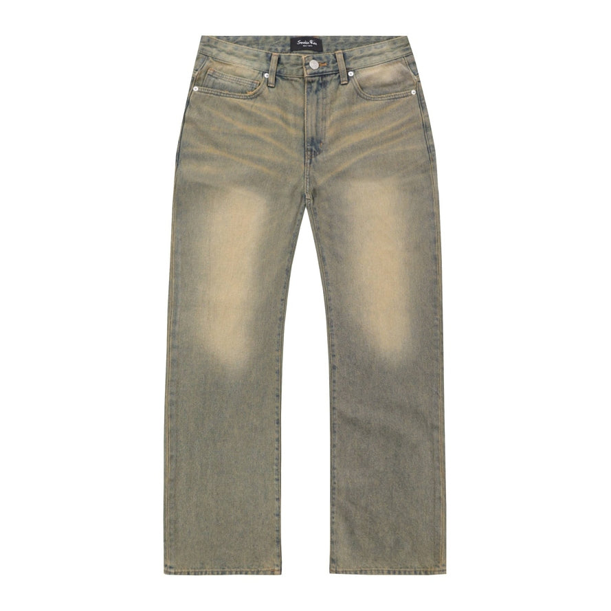 Smoke Rise Brown Tinted Denim Pants - Bronze Blue