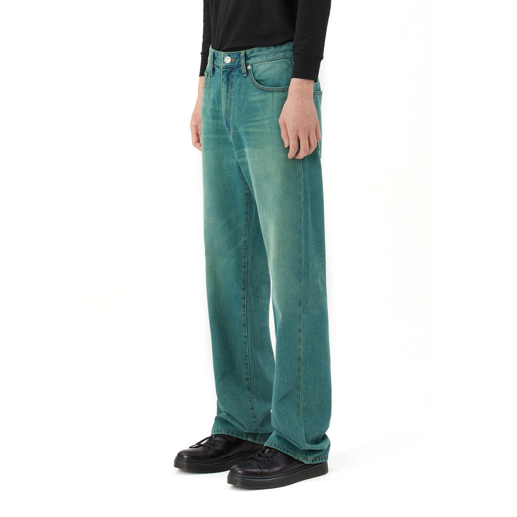 Smoke Rise Green Tinted Denim Pants - Green Blue