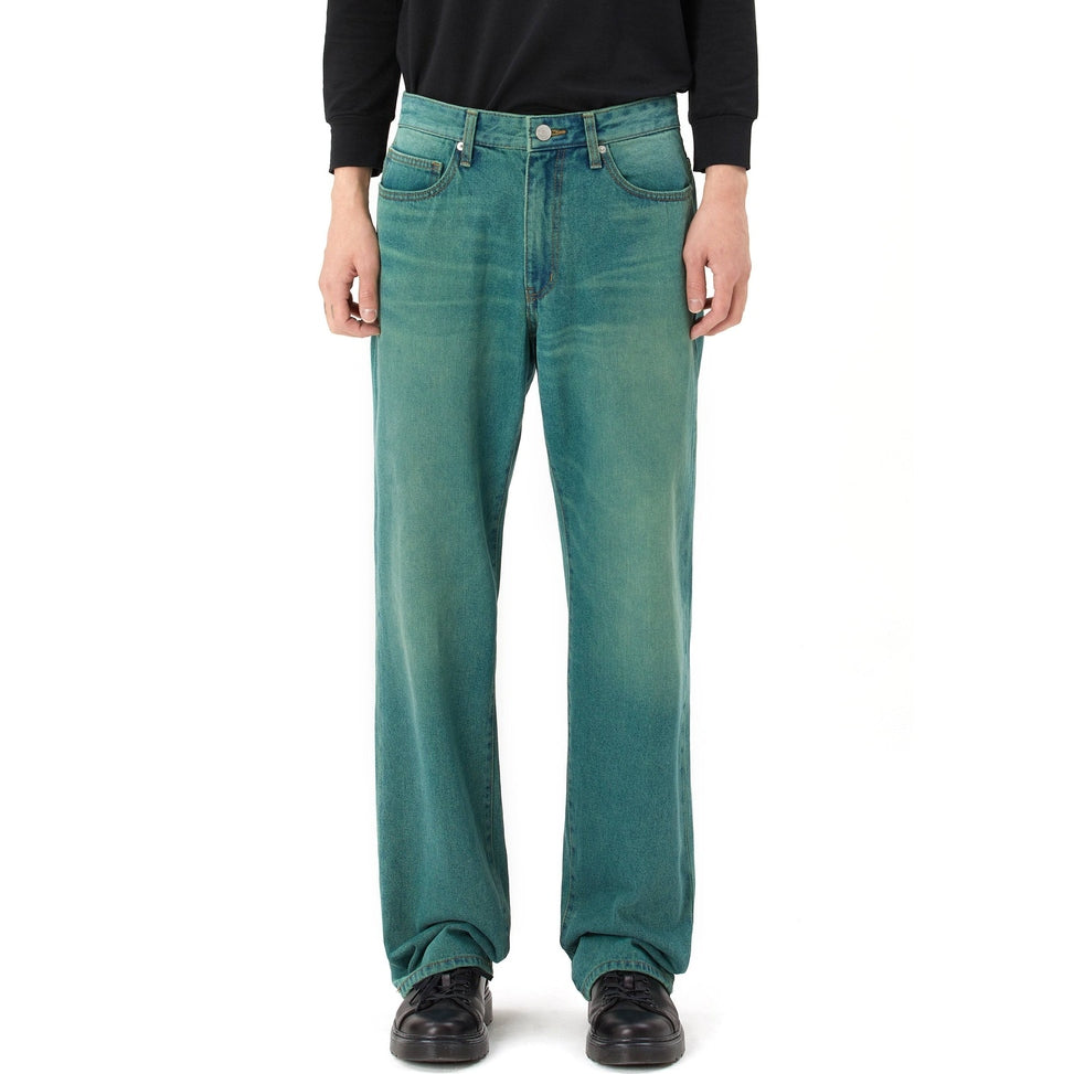 Smoke Rise Green Tinted Denim Pants - Green Blue