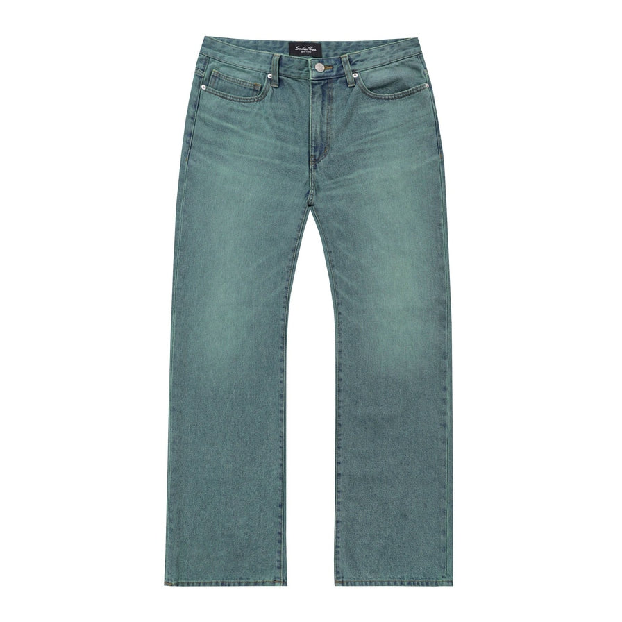 Smoke Rise Green Tinted Denim Pants - Green Blue