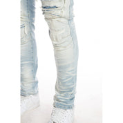 Smoke Rise Heavy Rip & Repair Fashion Jeans - Speckle Blue